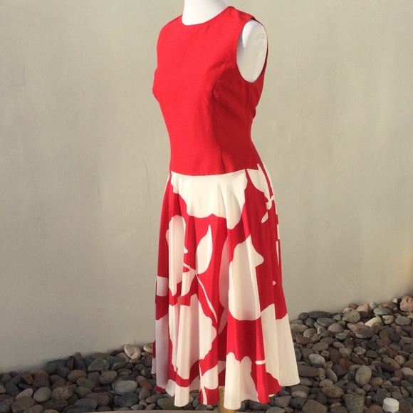 J. Peterman Italian Red Floral Silk Dress - Picture 2 of 3